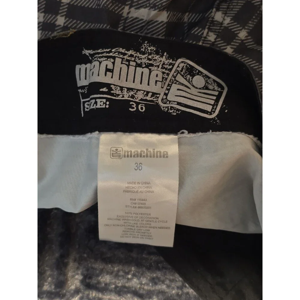 Machine Ornamental Board Shorts Men's Size 36 Eagle Shield Black White Swimming
